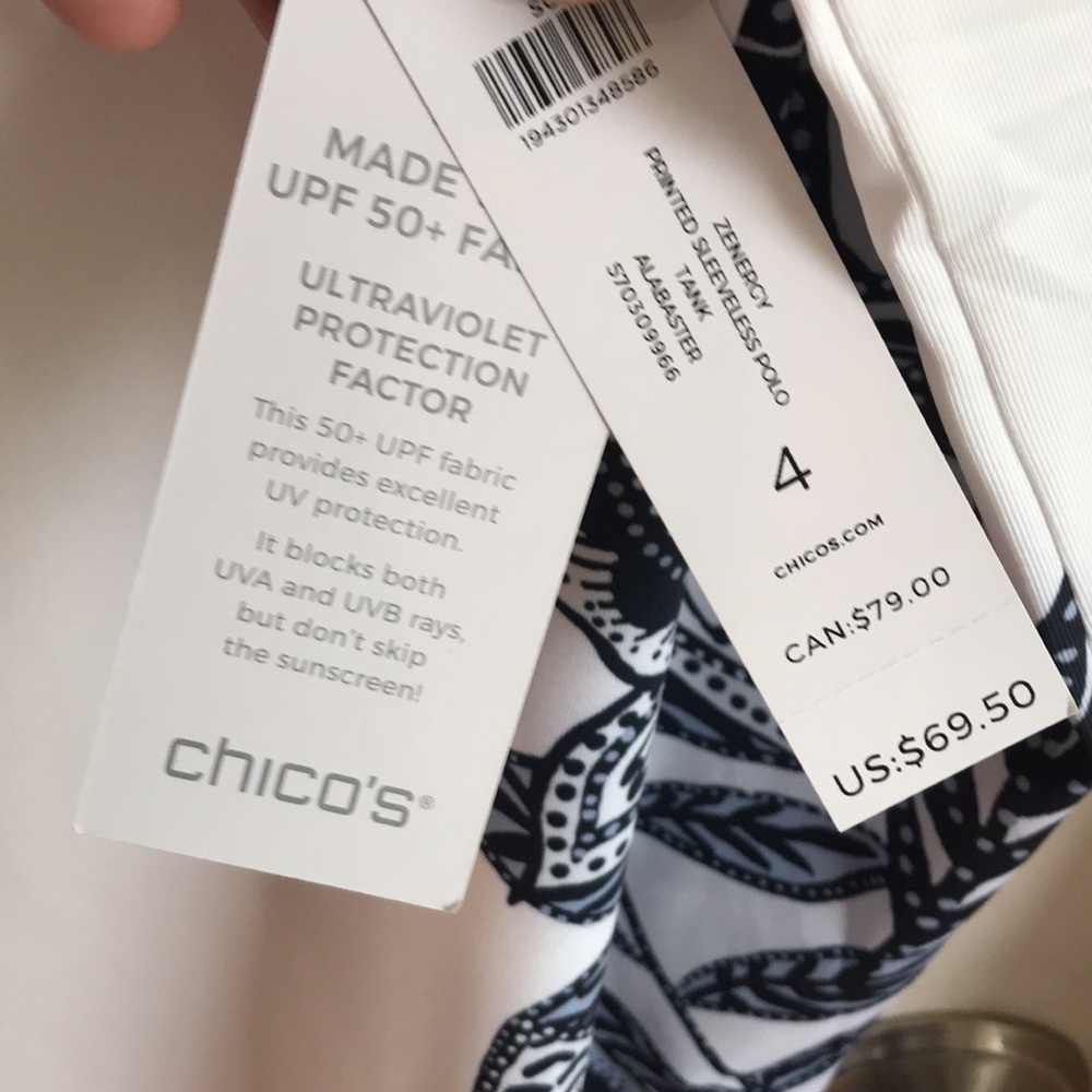 Chico’s Zenergy UV Protection Top 4 NWT - Picture 7 of 7